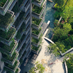 北向宜居陽(yáng)臺(tái)與入口廣場(chǎng)俯視