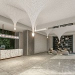 走入建築大廳，漣漪造型的曲面湖頂串連映入眼簾，彷彿反重力一般的漣漪水滴，弧形曲面的造型天花，讓整個(gè)空間昇華成一件藝術(shù)精品。