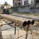 深入地質的秘密武器，就是一旁陳列的一支支探鑽用管！ 