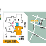 社區(qū)（紅框處）面積約1175坪，位於角地，1樓有6店面。